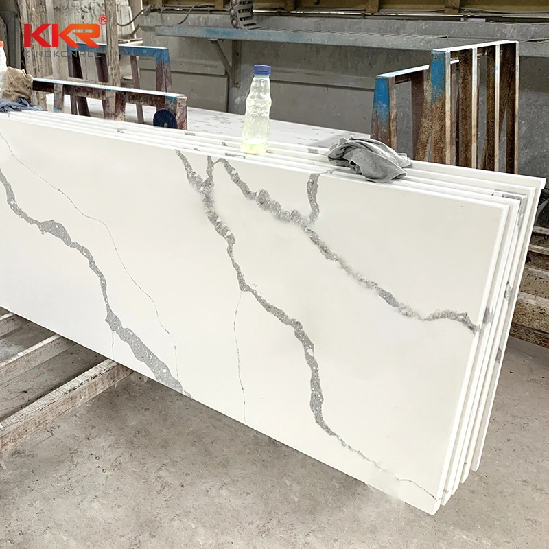 Carrara White Marble Design Artificial Engineered Quartz Solid Surface Sheet Calacatta White Stone Slab