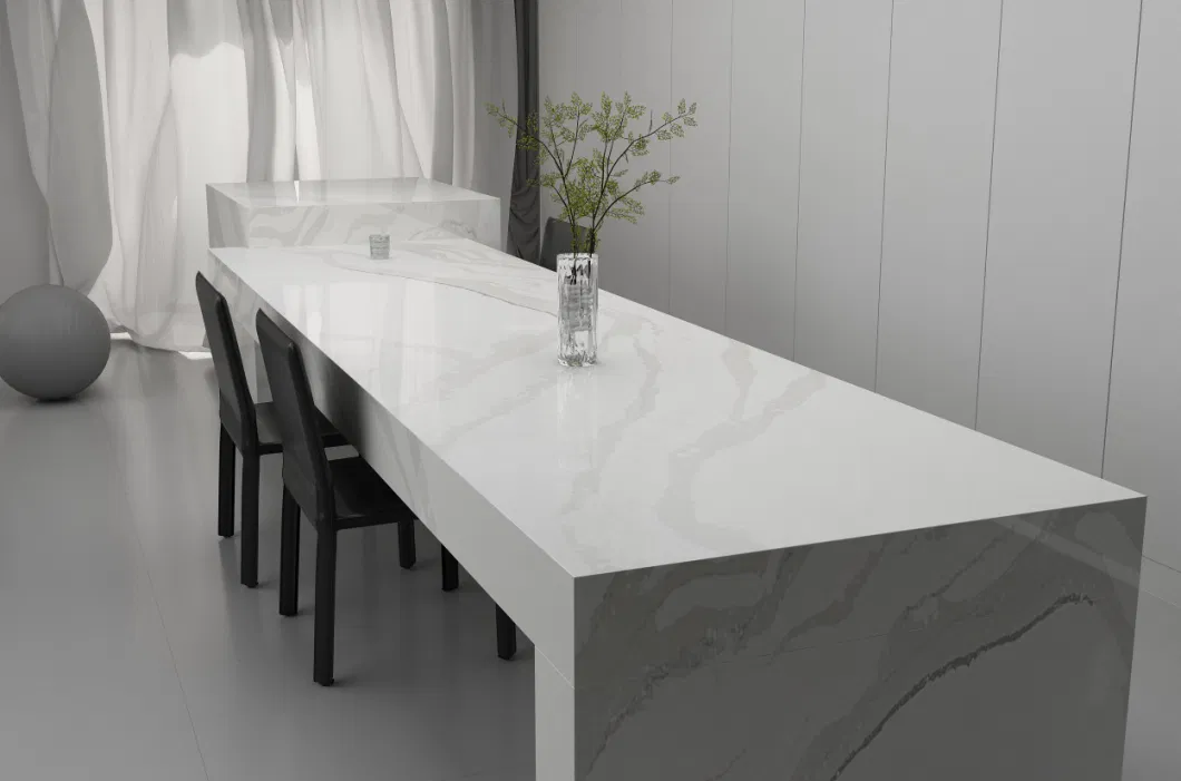 Polished Calacatta Black with White Veins Surface Artificial/Engineered/Man-Made Quartz Stone Slabs